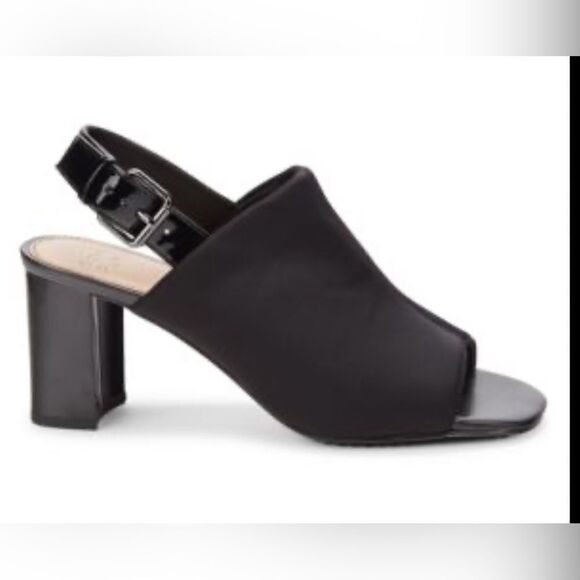 NIB Donald Pliner Women’s Black Suede Open Toe Sandal with 3” Block Heel- Size 6 - Picture 2 of 12